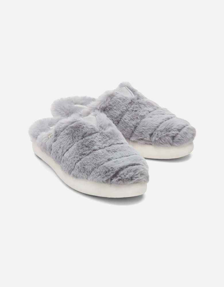 Alpargata Mallo Polyester Faux Fux Women's Mid Grey Faux Fur Mules