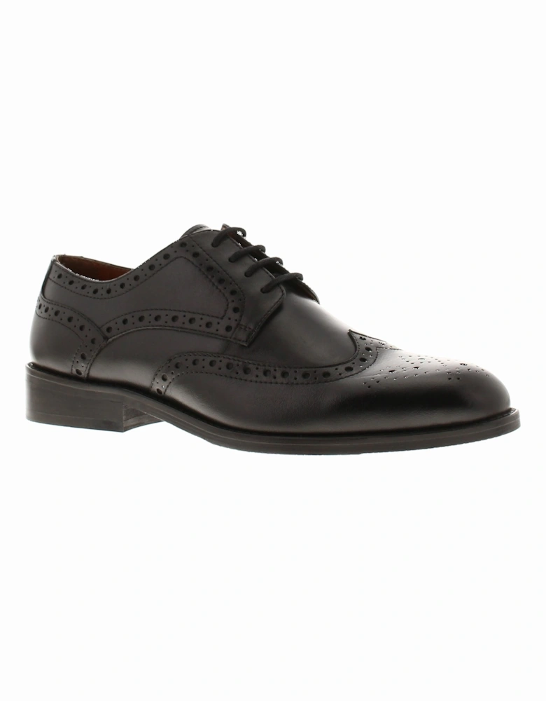 Mens Brogue Shoes Sabre Lace Up Leather Smart Formal Black UK Size