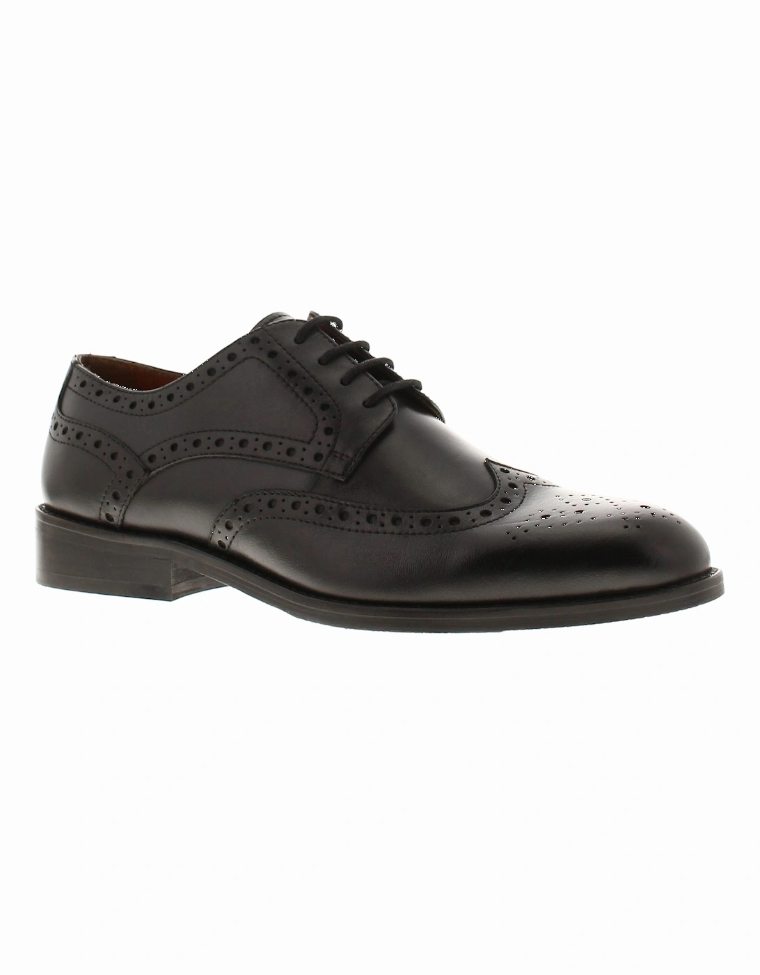 Mens Brogue Shoes Sabre Lace Up Leather Smart Formal Black UK Size, 6 of 5
