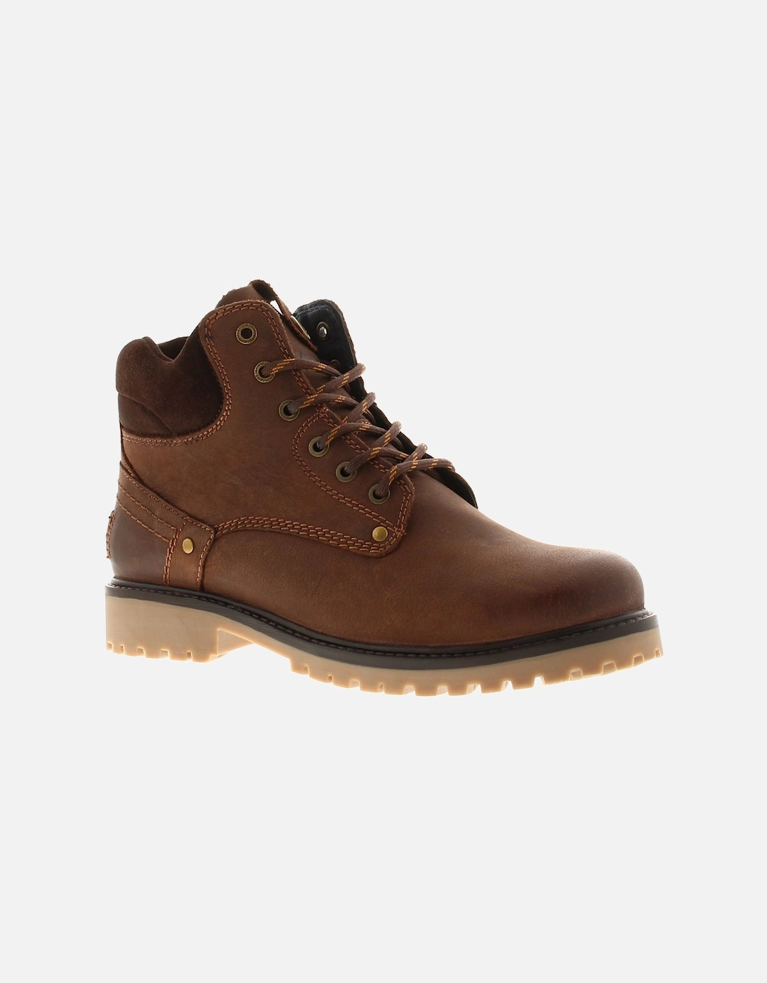 Mens Boots Yuma Mid Lace Up Leather Smart Brown UK Size, 6 of 5