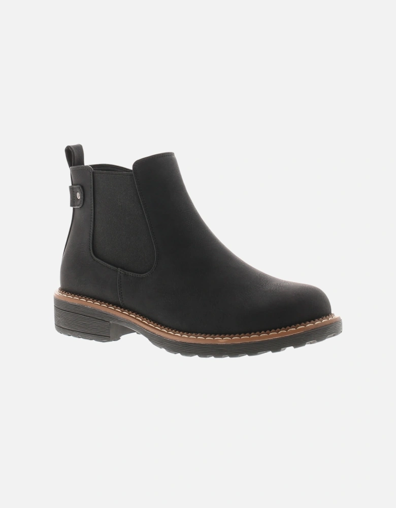 Womens Ankle Boots Concise PU Zip Fastening Chelsea Black UK Size