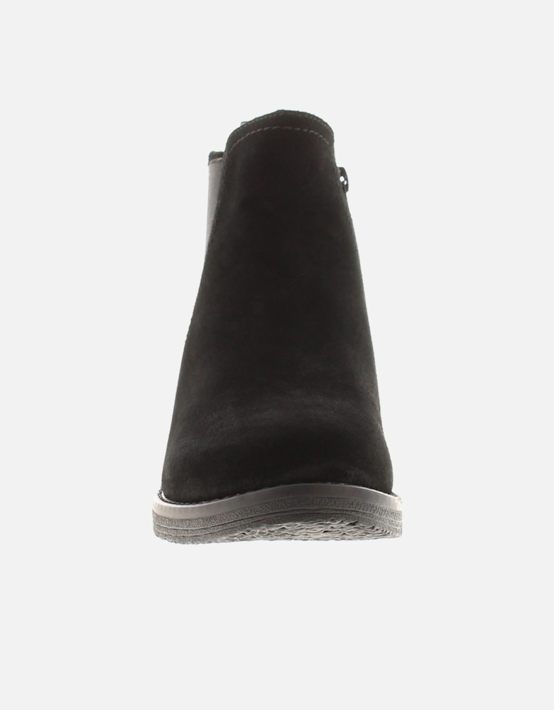 Womens Boots Ankle Maddy Wide Fit Suede Leather Zip black UK Size