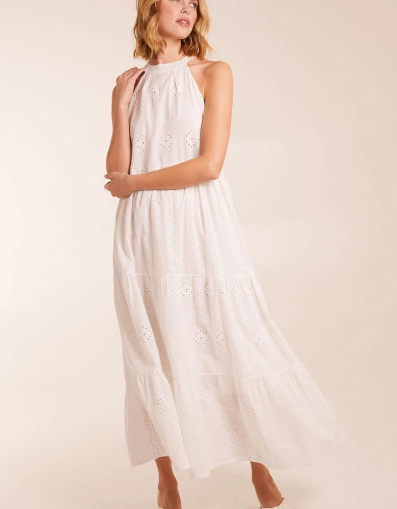 Halter Neck Broderie Detailed Maxi Dress
