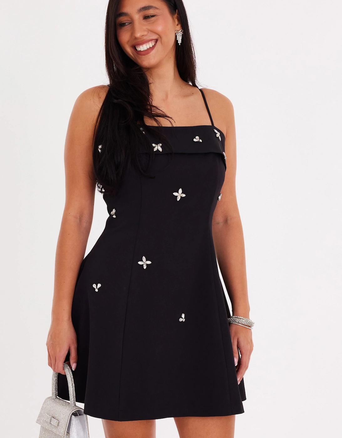 Black Embellished Skater Dress, 2 of 1