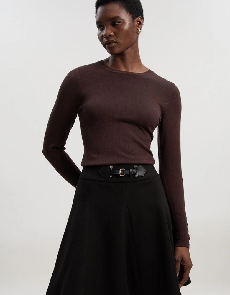 Compact Essential Tab Waist Flippy Mini Skirt