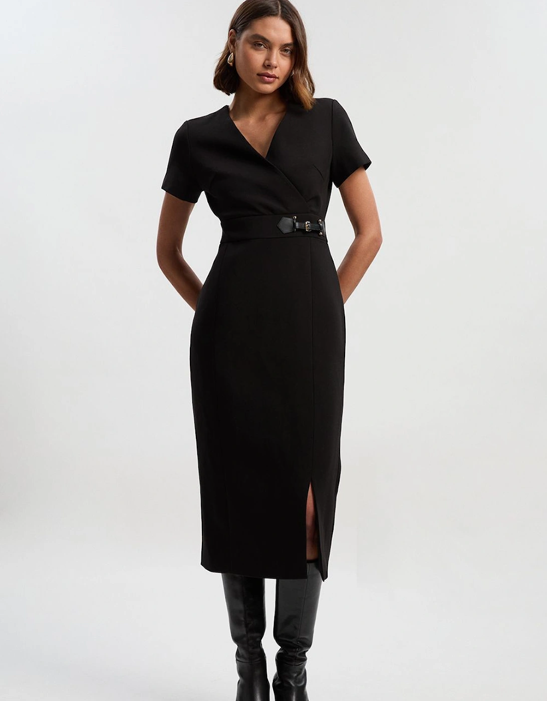 Compact Essential Tab Waist Midi Dress, 2 of 1