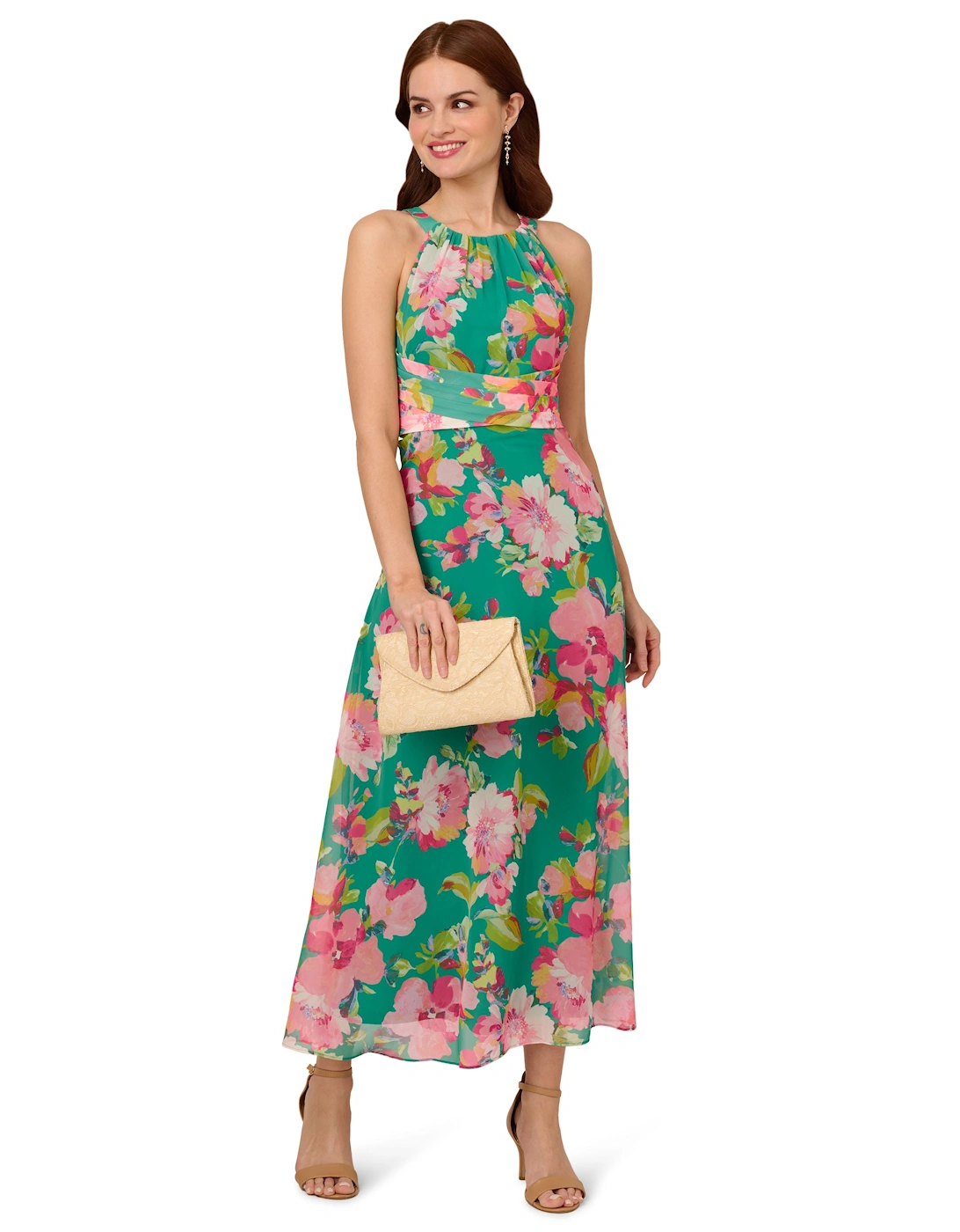 Floral Chiffon Halter Dress, 2 of 1