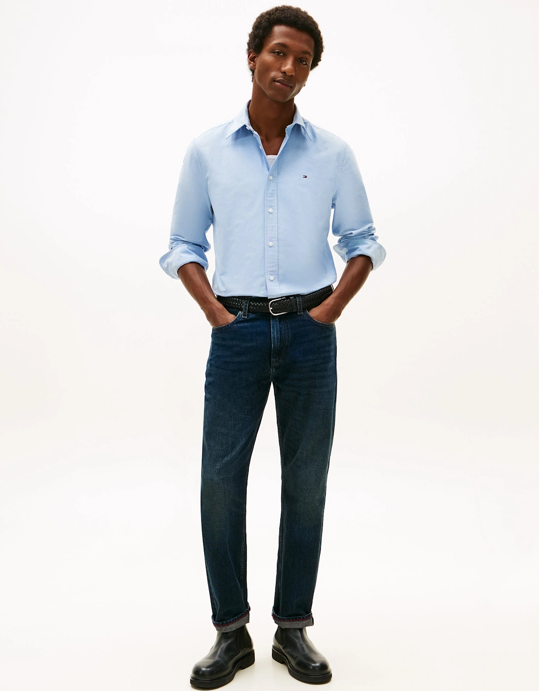 Solid Heritage Mens Long Sleeve Oxford Shirt - Shirt Blue