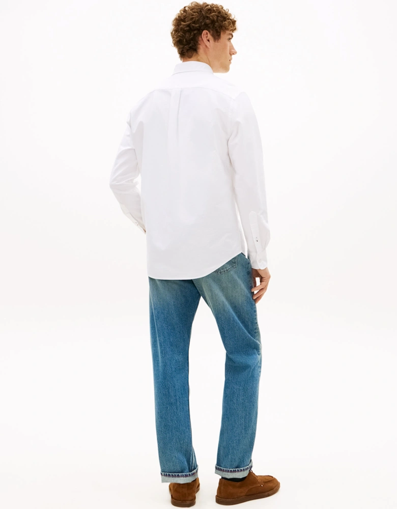 Solid Heritage Mens Long Sleeve Oxford Shirt - Optic White