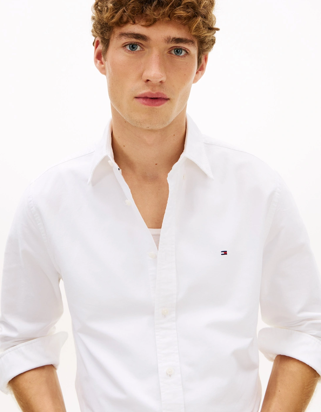 Solid Heritage Mens Long Sleeve Oxford Shirt - Optic White