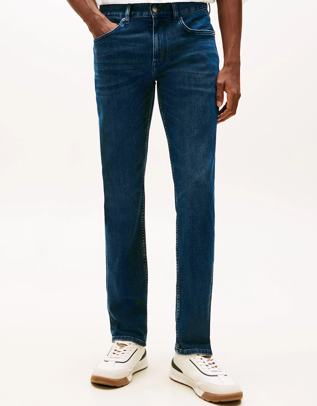 Men's Tommy Hilfiger Core Denton Faded Mens Straight Leg Jeans - Tinted Blue - Navy - Size: 36/32