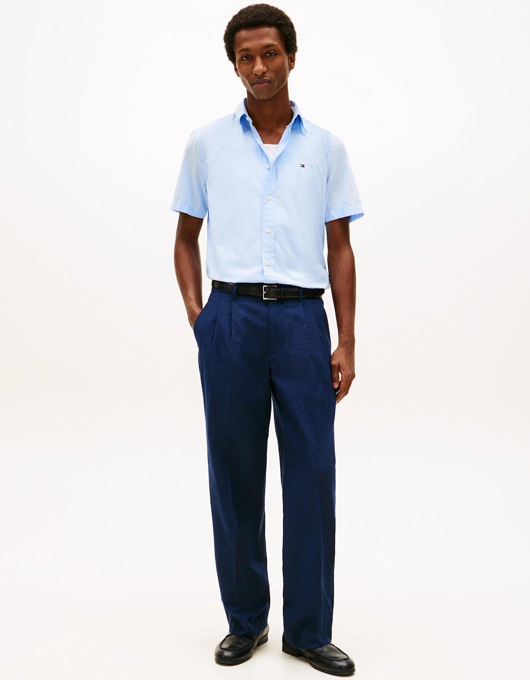 Core Flex Poplin Solid Mens Short Sleeve Shirt - Sweet Blue