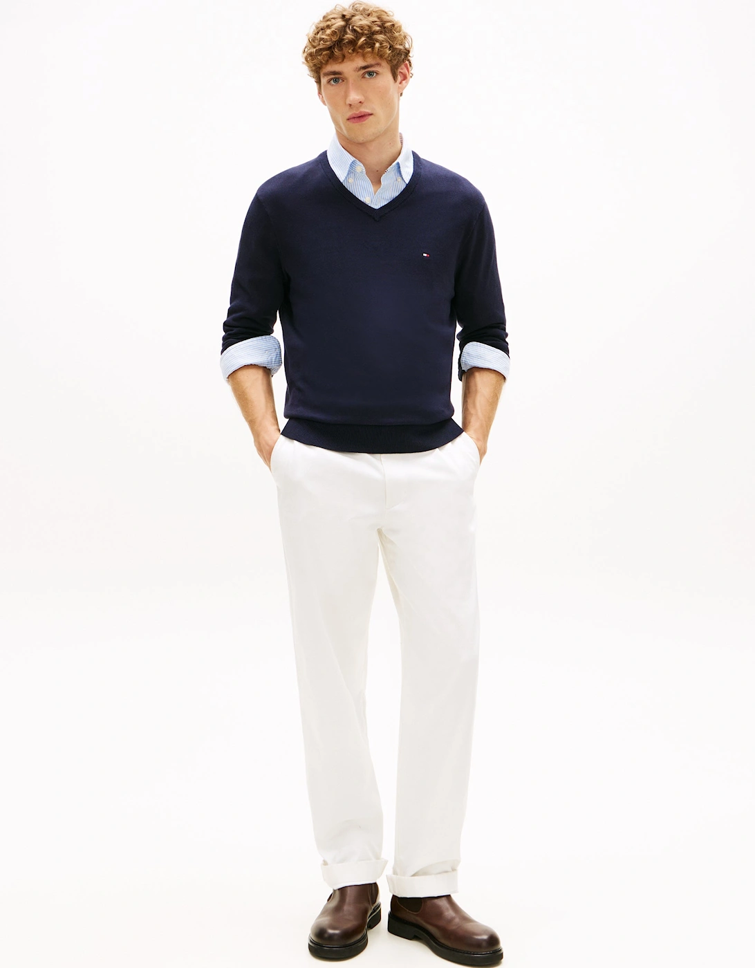 Essential Cotton Mens Quarter-Zip Jumper - Desert Sky