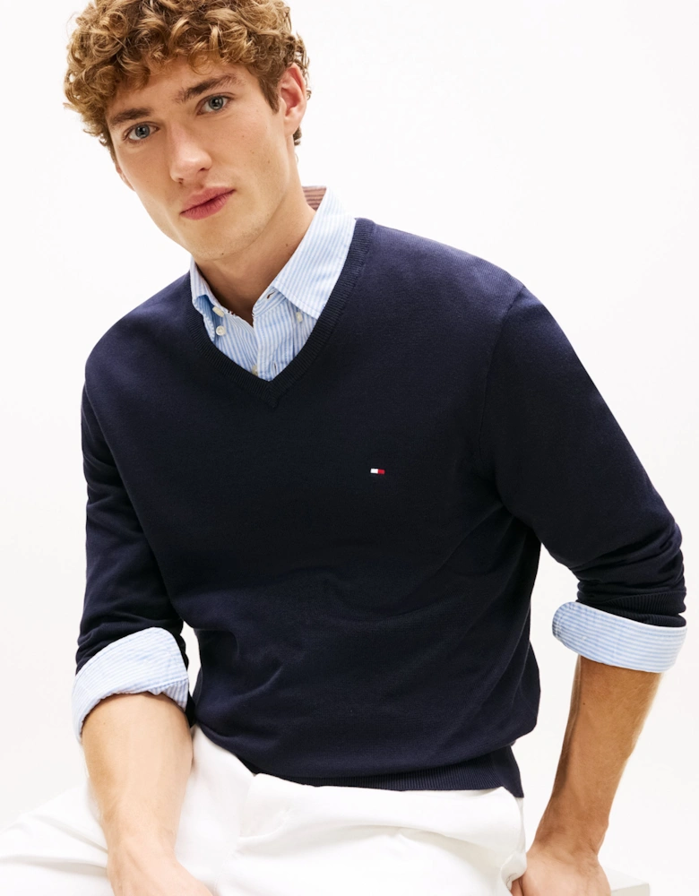 Essential Cotton Mens Quarter-Zip Jumper - Desert Sky