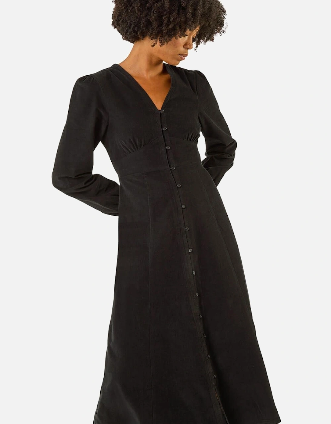 Corduroy Button Through Midi Dress, 2 of 1