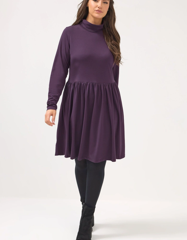 Turtle Neck Peplum Mini Dress