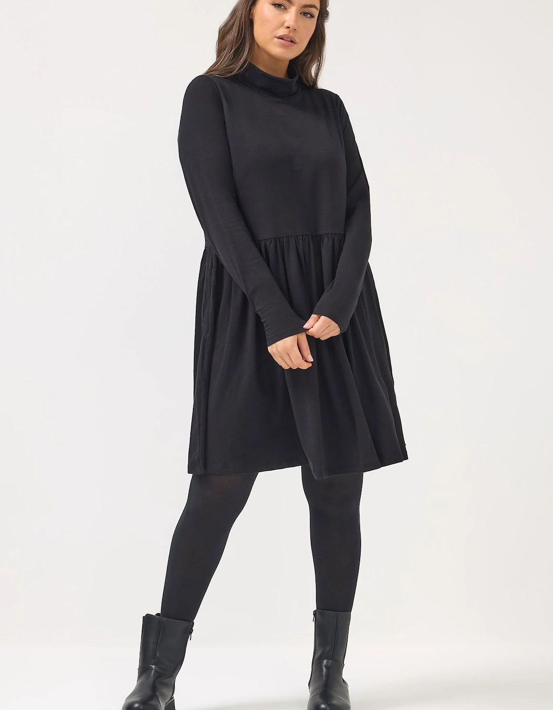 Turtle Neck Peplum Mini Dress, 2 of 1