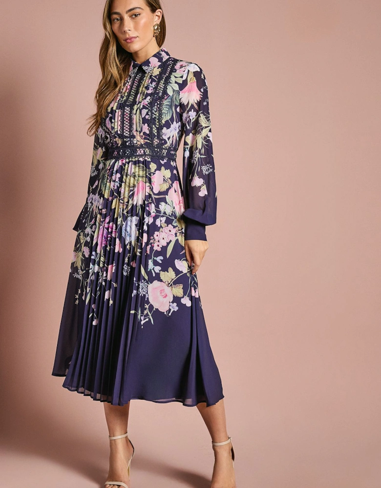 Placement Print Collared Shirt Dress