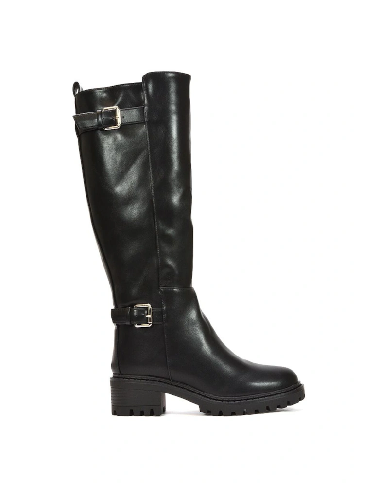'Diana' Chunky Low Heel Knee High Biker Boots