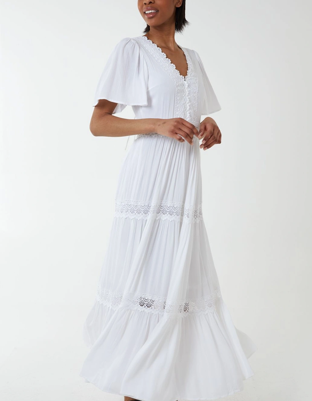 Angel Sleeve Tiered Midi Dress, 2 of 1