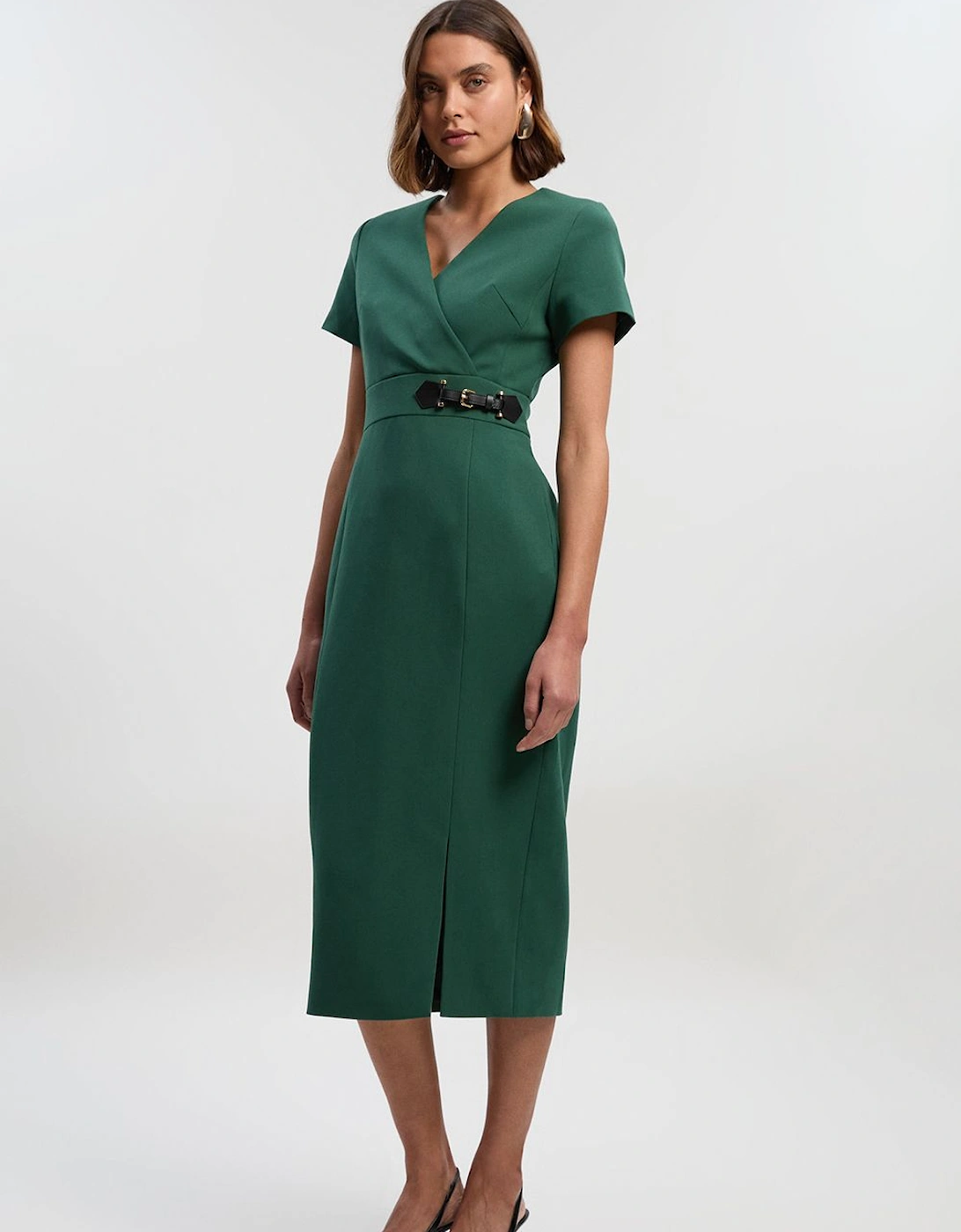 Compact Essential Tab Waist Midi Dress, 2 of 1