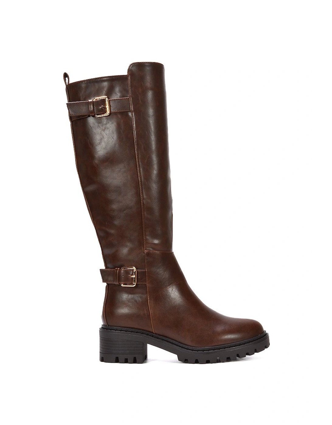 'Diana' Chunky Low Heel Knee High Biker Boots, 2 of 1