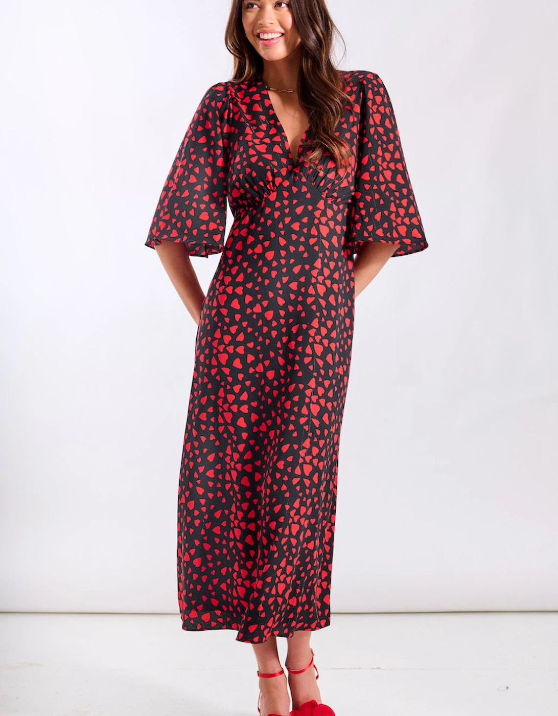 Red Heart Printed Midi Dress, 2 of 1