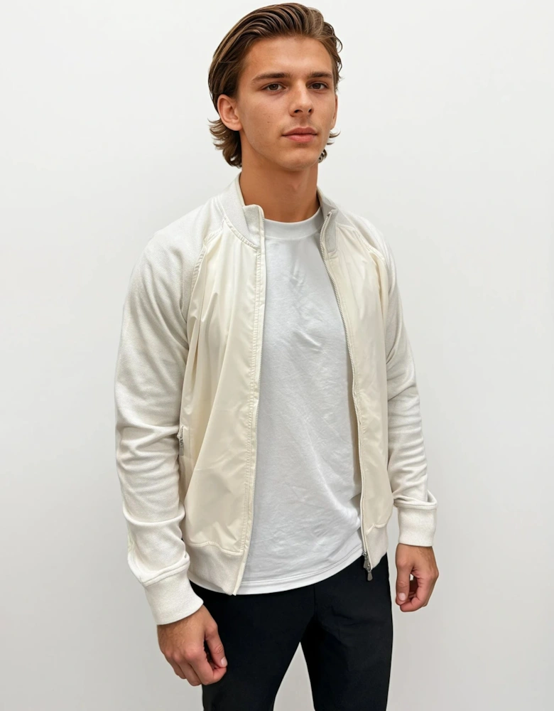 Full Zip Cotton/ Nylon Jacket in Cream