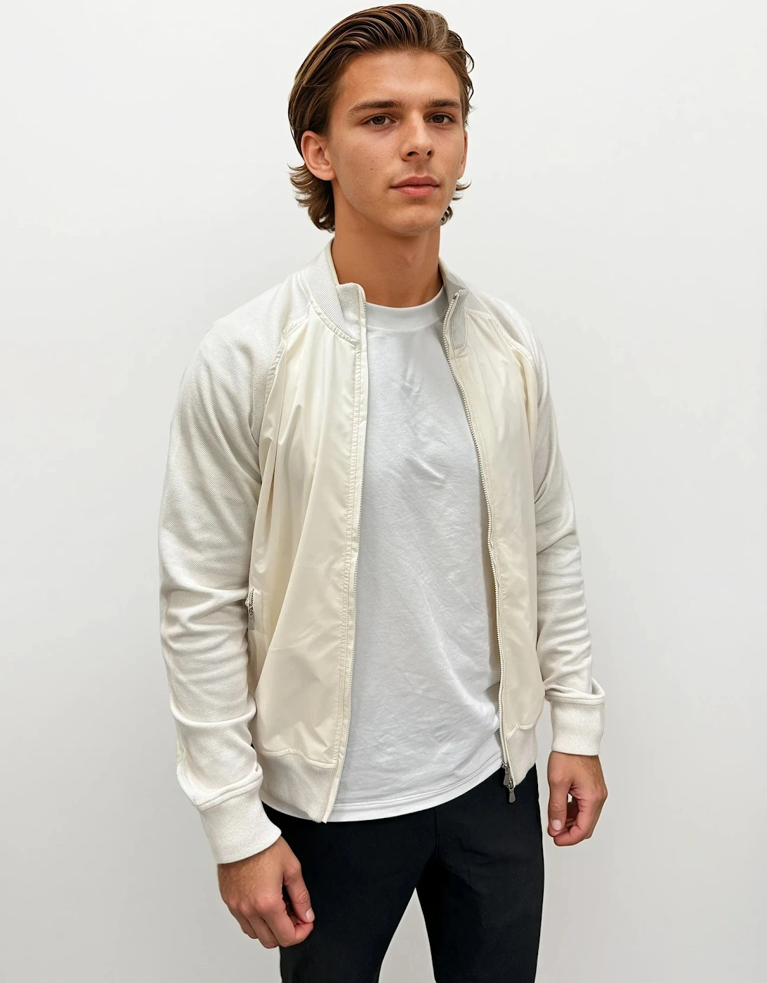 Full Zip Cotton/ Nylon Jacket in Cream, 5 of 4