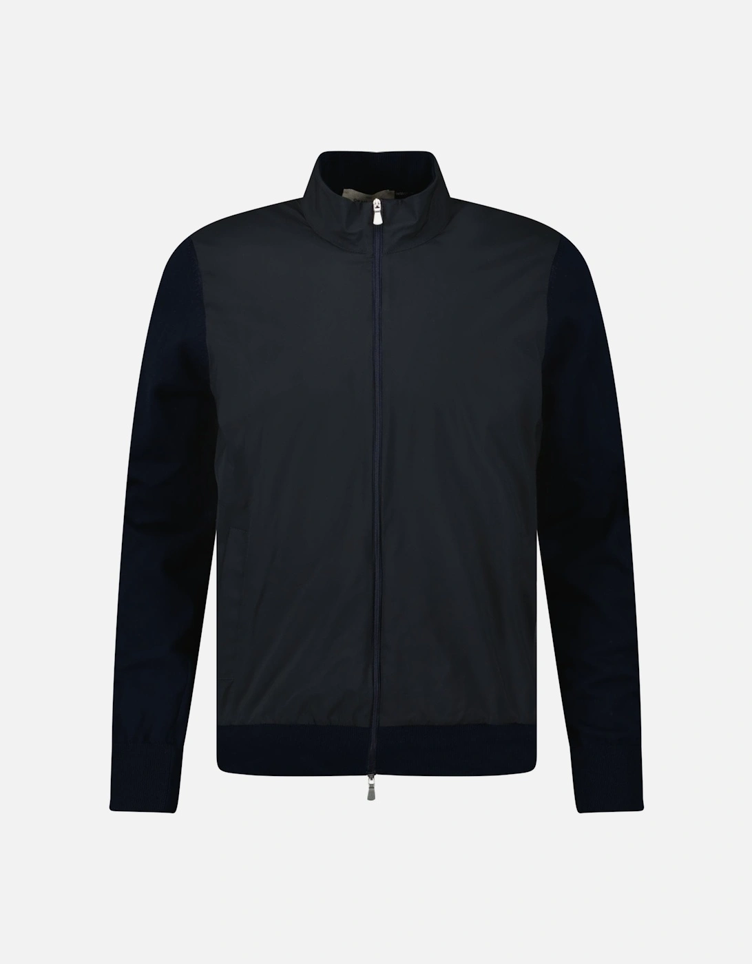 Full Zip Cotton & Nylon Jacket in Black/Navy