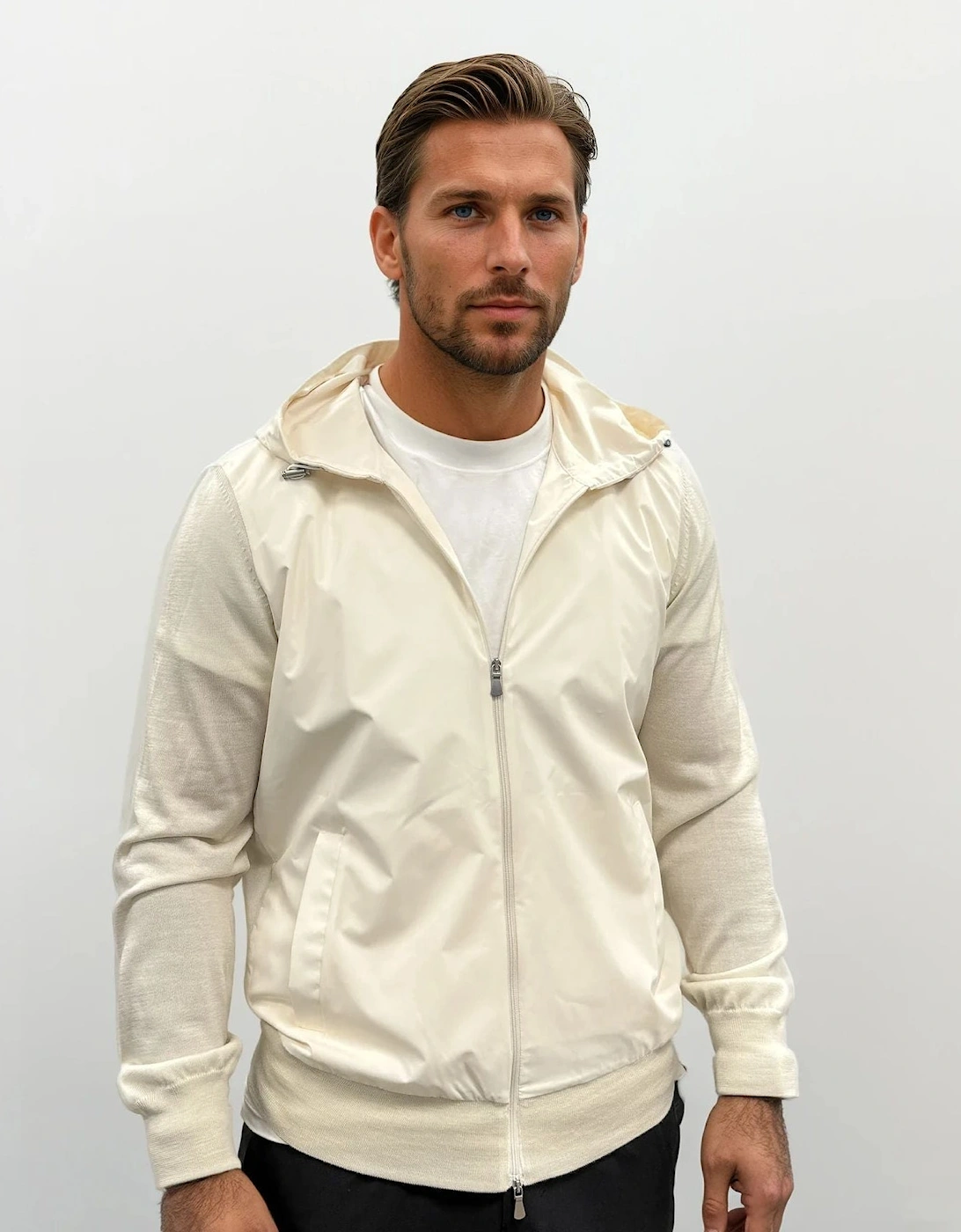 Athleisure Hooded Jacket in Cream