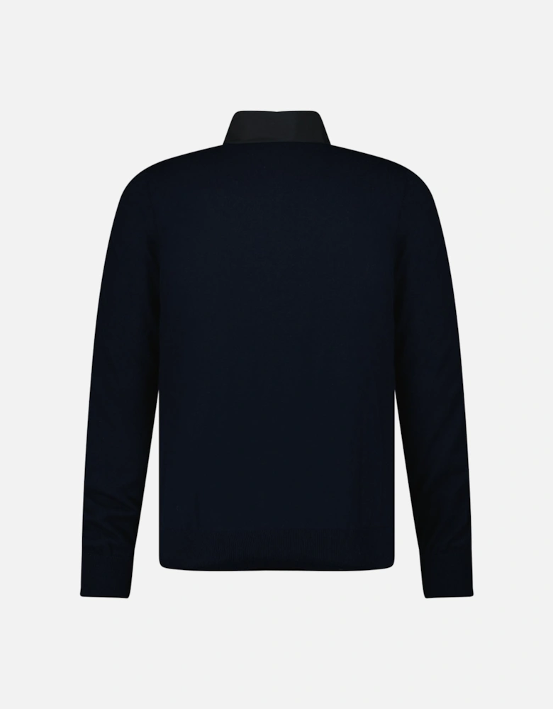 Full Zip Cotton & Nylon Jacket in Black/Navy