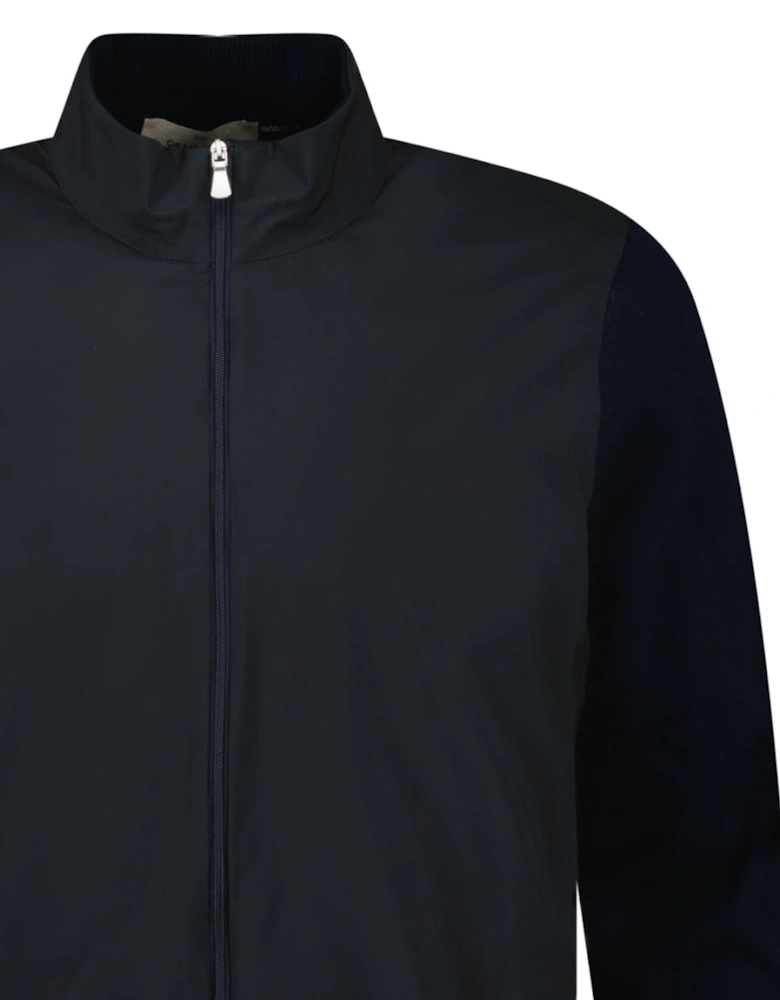 Full Zip Cotton & Nylon Jacket in Black/Navy