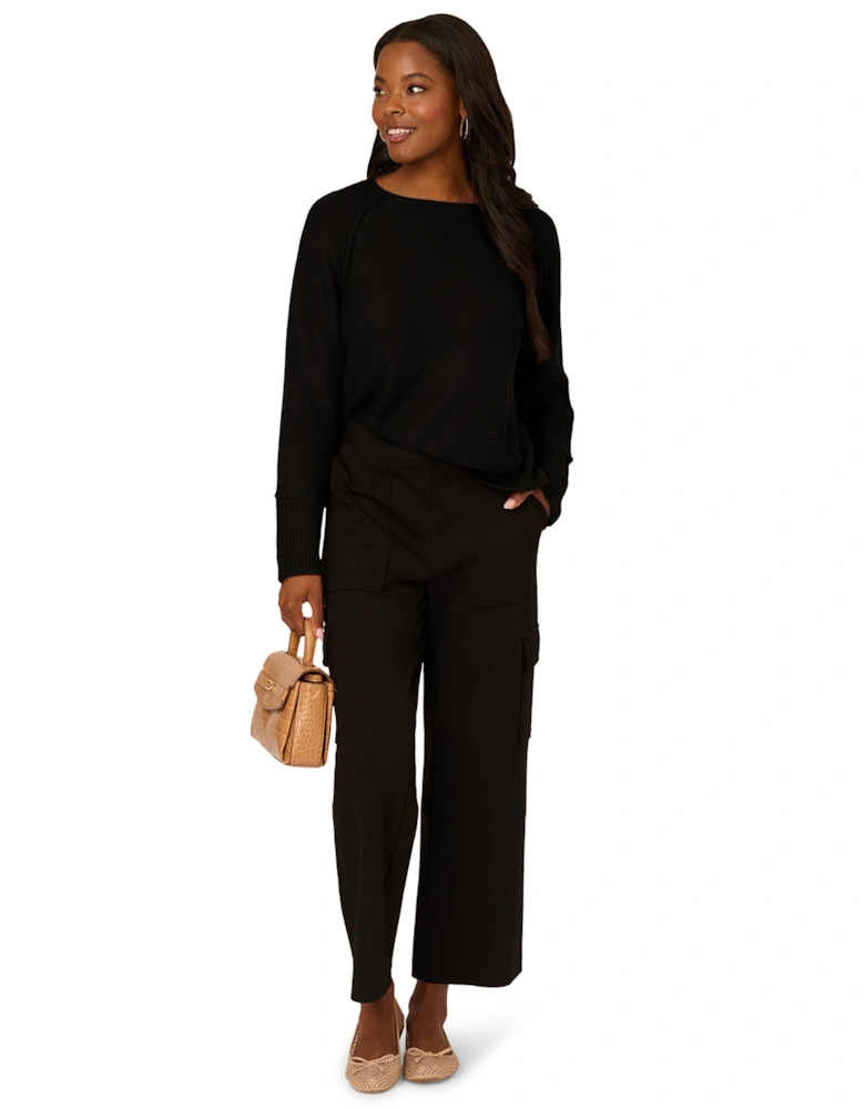 Exposed Seam Seed Stitch Sweater With Long Raglan Sleeves