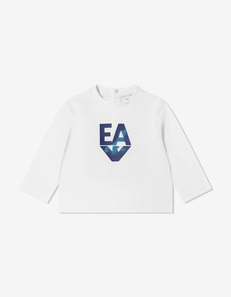 Baby Boys Long Sleeve Logo T-Shirt in Ivory