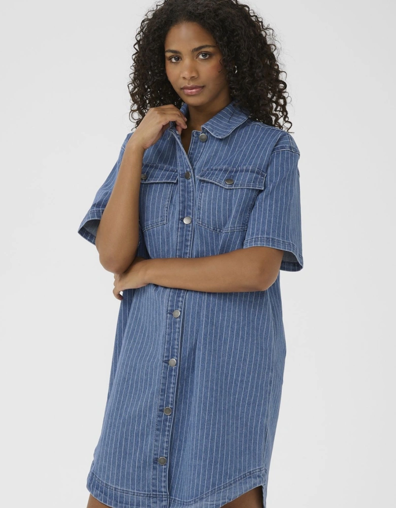 KAreece Denim Shirt Dress Knee Length