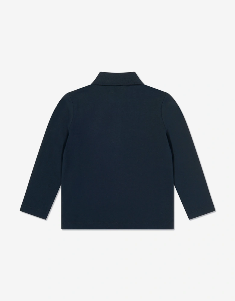 Boys Long Sleeve Logo Polo Shirt in Navy