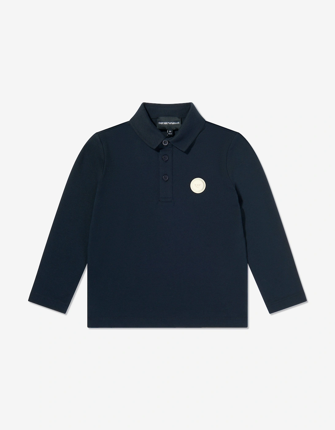 Boys Long Sleeve Logo Polo Shirt in Navy, 5 of 4