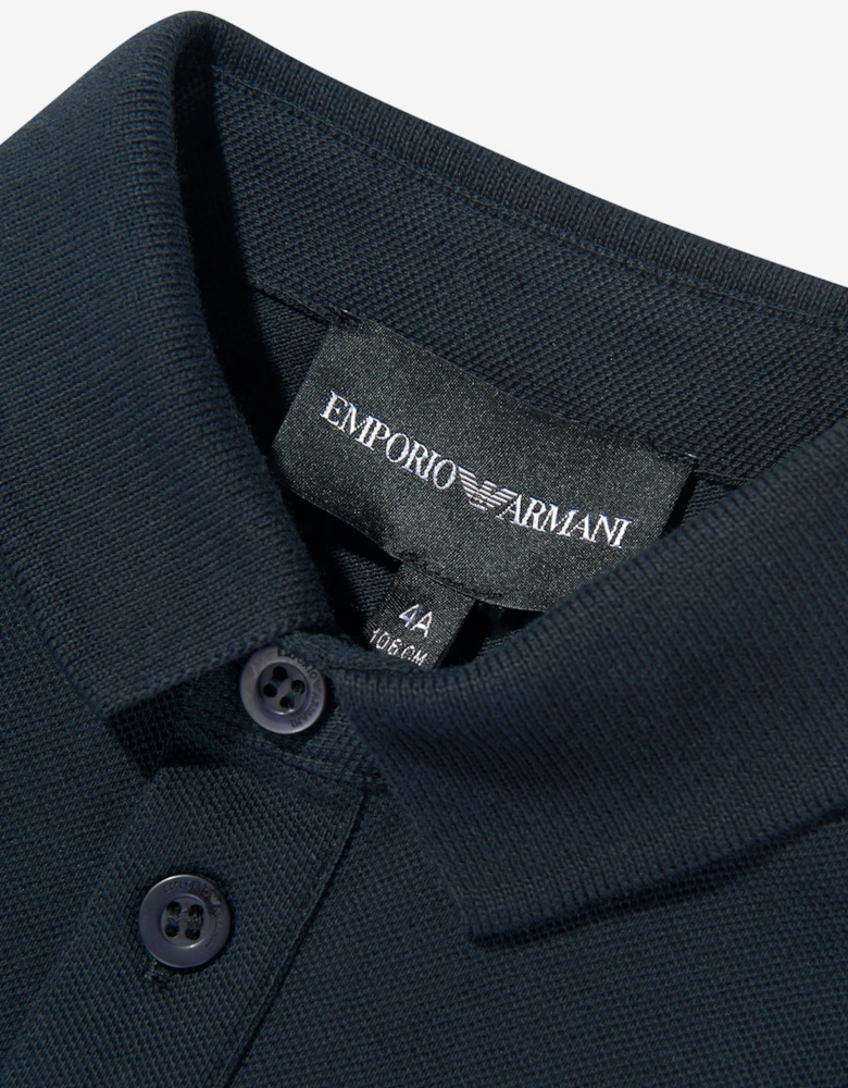 Boys Long Sleeve Logo Polo Shirt in Navy