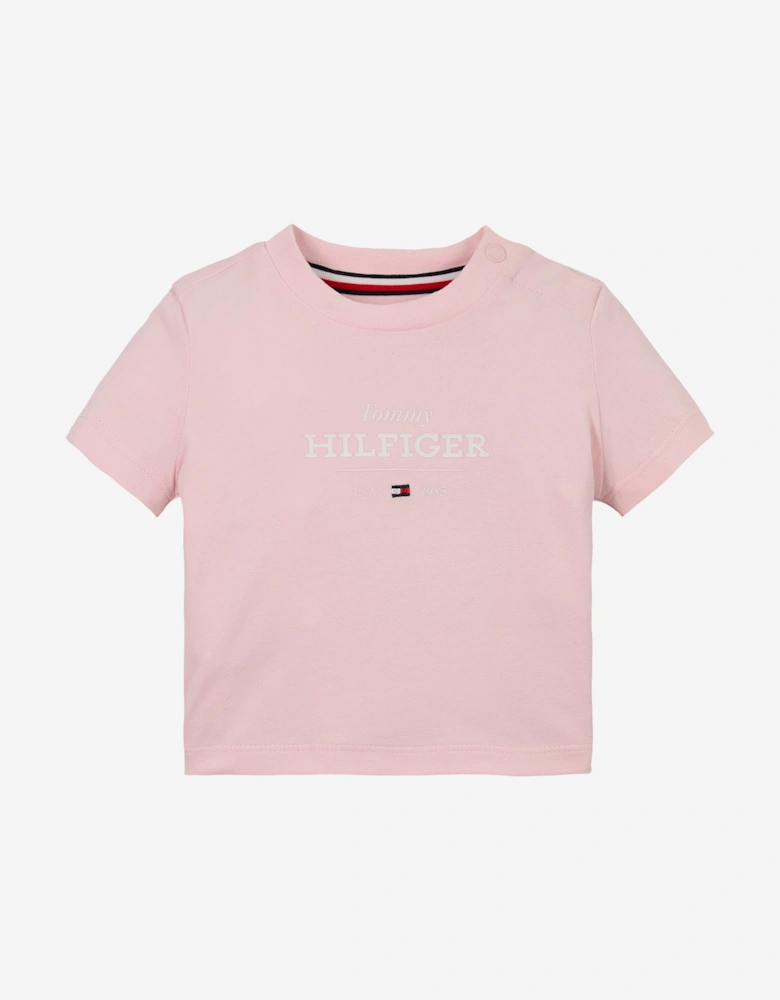 Baby Girls Monotype T-Shirt and Shorts Set in Pink