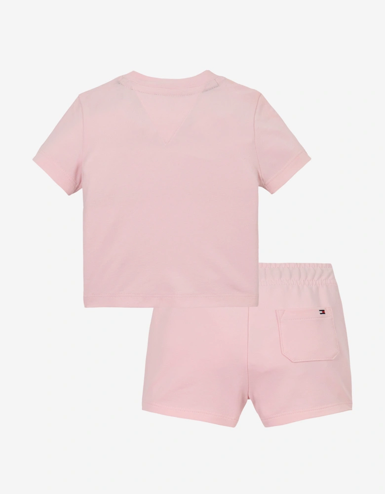 Baby Girls Monotype T-Shirt and Shorts Set in Pink