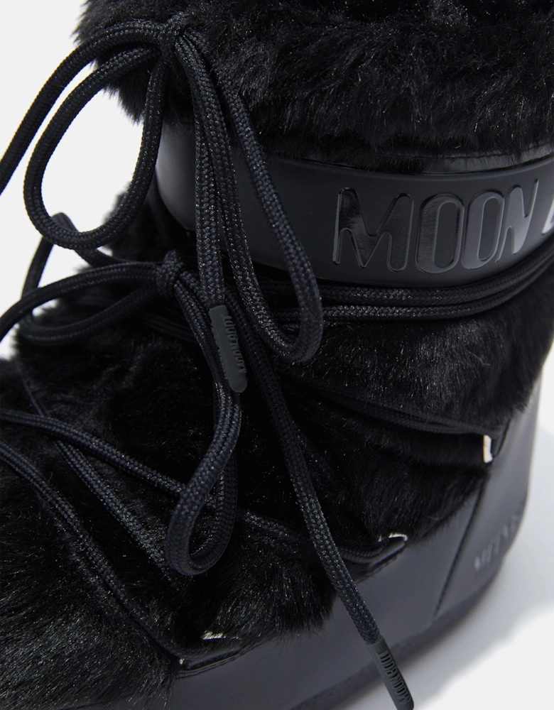 Moon Boot Kids Icon Low Faux Fur Boots in Black
