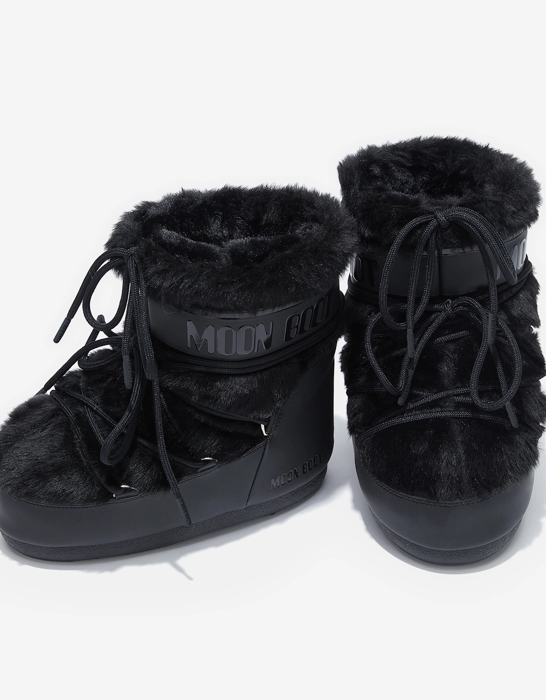 Moon Boot Kids Icon Low Faux Fur Boots in Black