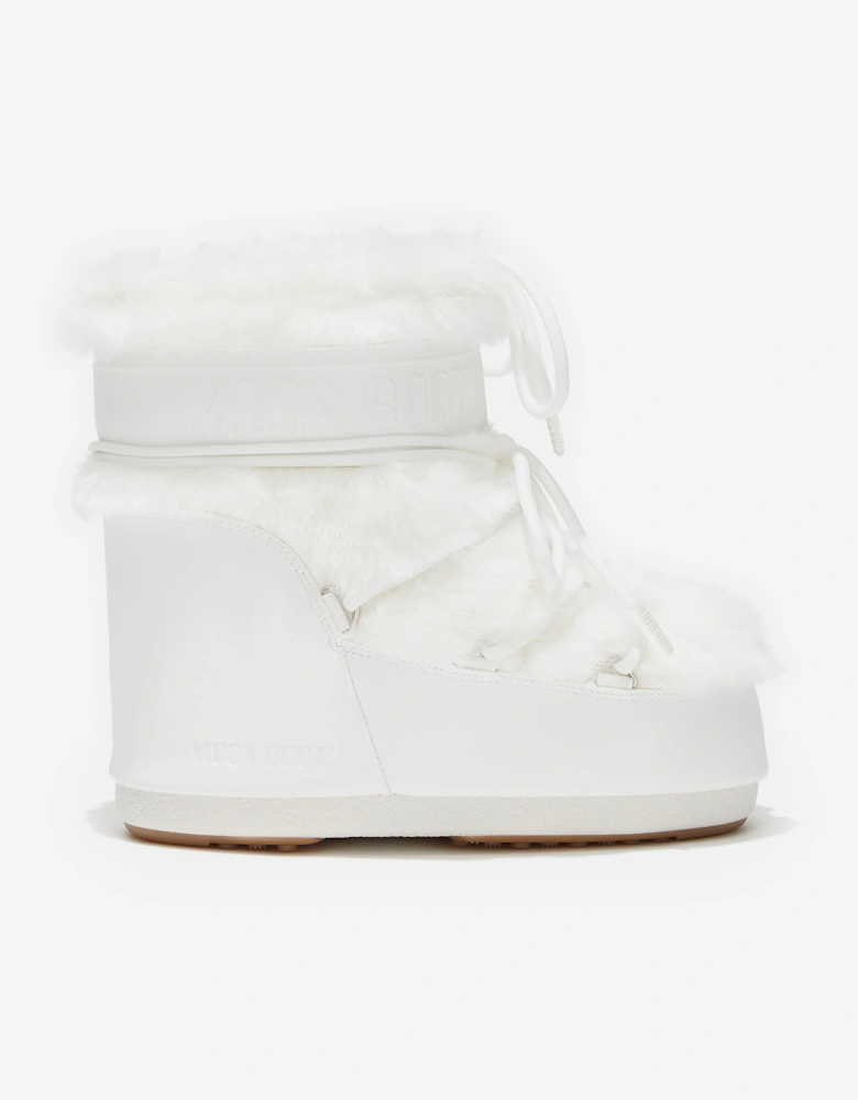 Moon Boot Kids Icon Low Faux Fur Boots in White