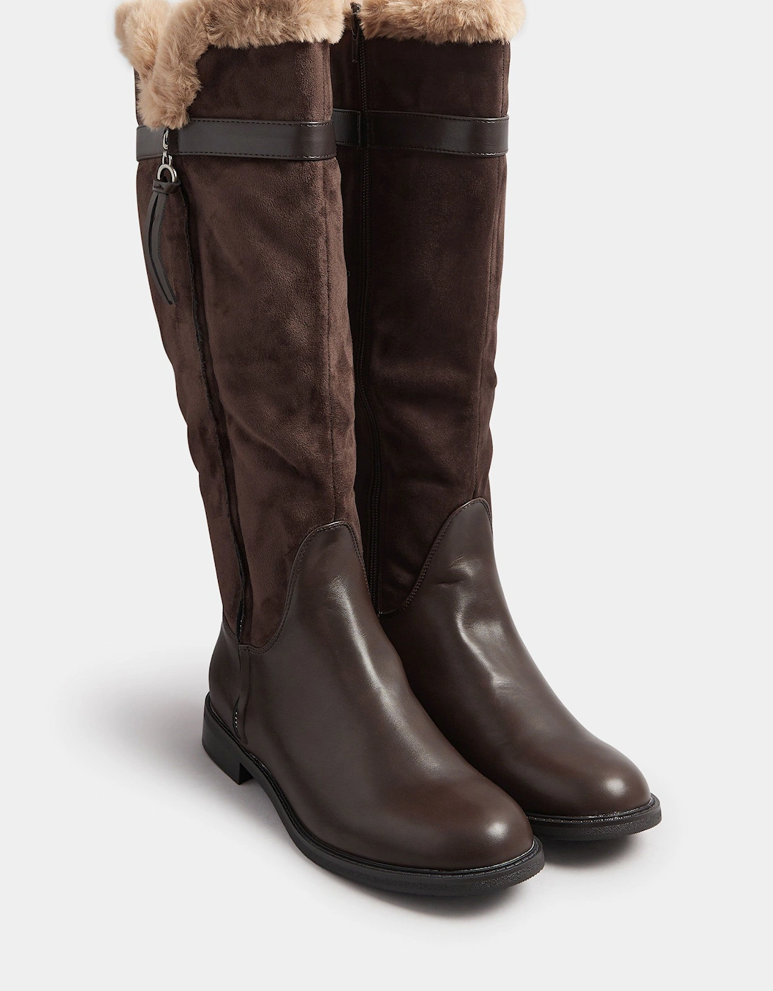 Faux Suede Lined Knee High Boots In Standard Fit, 2 of 1