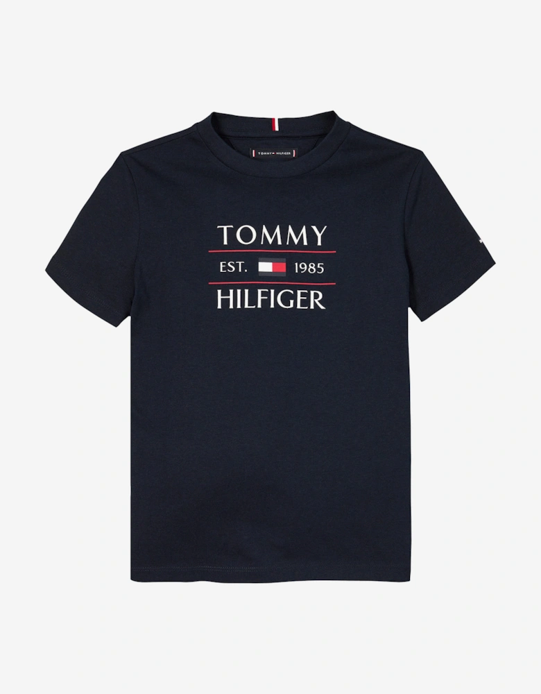 Boys Tommy Flag T-Shirt in Navy