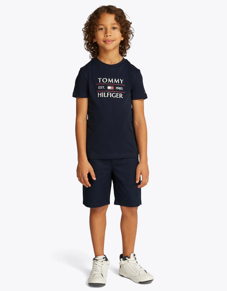 Boys Tommy Flag T-Shirt in Navy