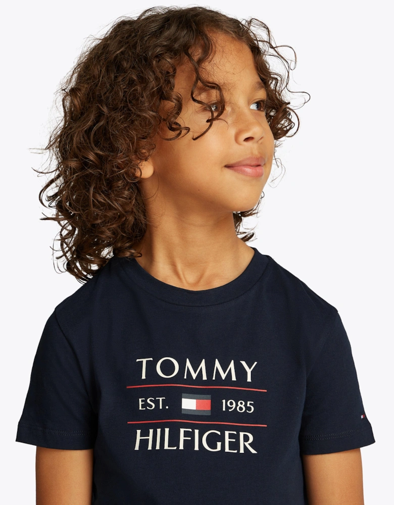 Boys Tommy Flag T-Shirt in Navy