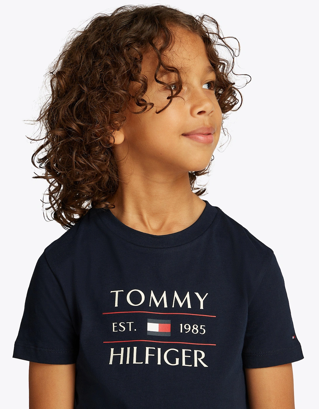Boys Tommy Flag T-Shirt in Navy