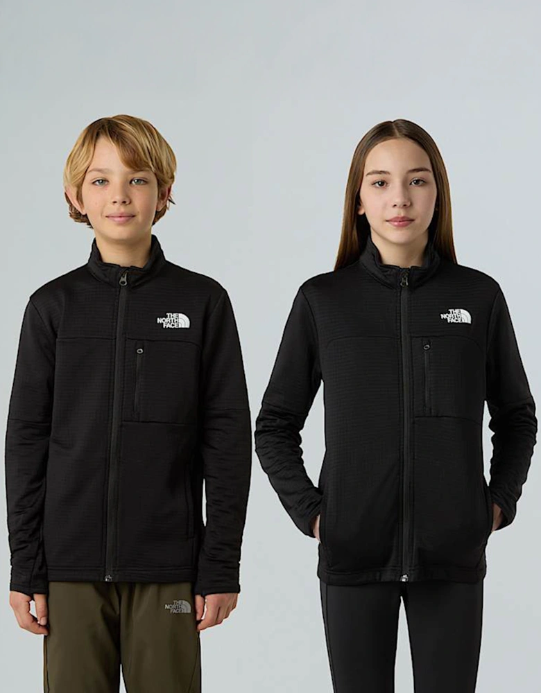 Kids Hike Midlayer Zip Up Top in Black